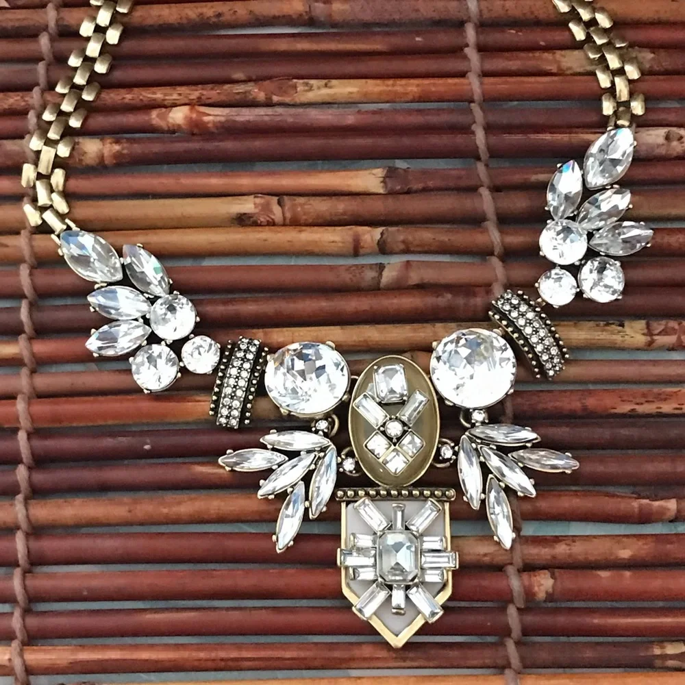 J Crew Rhinestone & Resin Stunner Statement Necklace